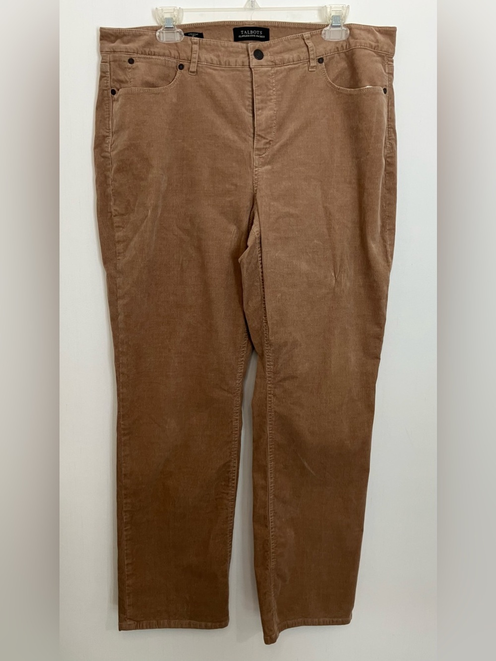 Talbots Corduroy Straight Leg Pants Size 16 Tan Brown Curvy EUC